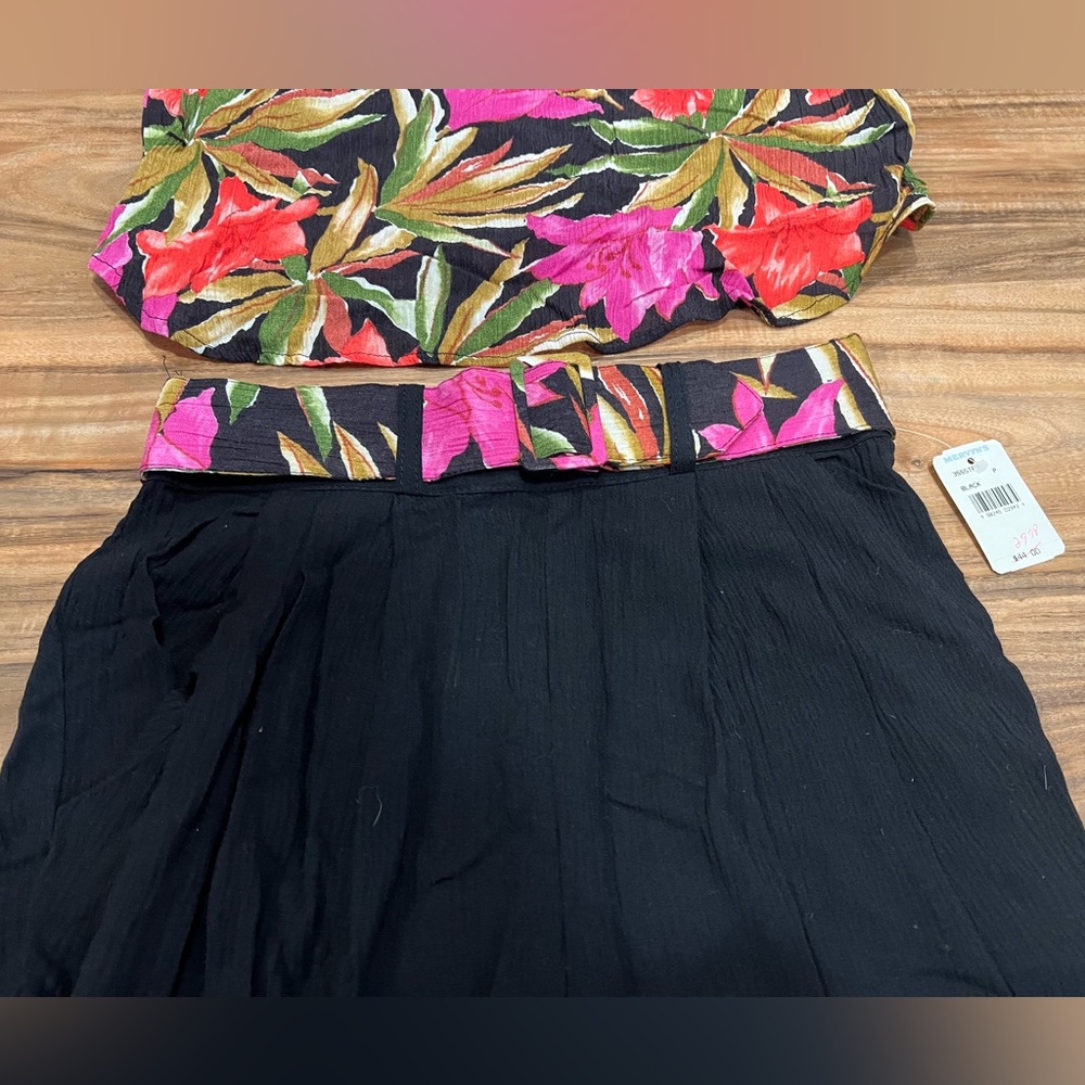 NWT Vintage Fritzi California Floral/Black Blouse (Size S)/Pants (Size M) Set - Picture 3 of 13